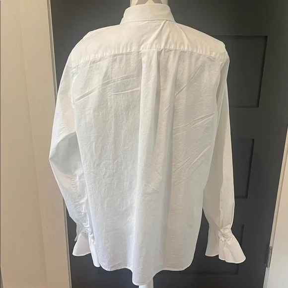 Ralph Lauren Cotton Preppy Ruffle Blouse With Flutter Cuffs Size XL - Picture 4 of 6